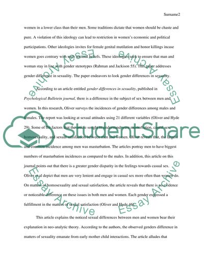 Gender Difference in Sexuality