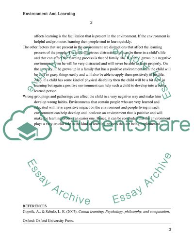 Role of Environment in Learning