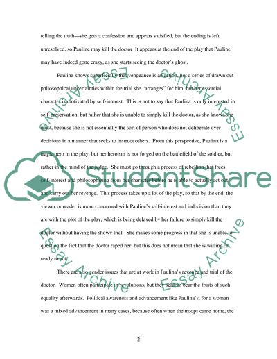 Analysis of Death and the Maiden by Dorfman