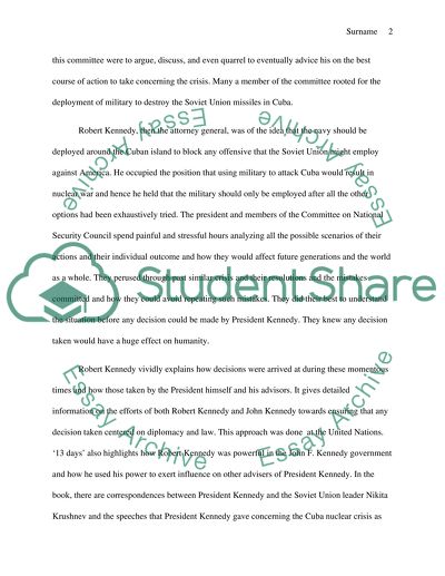 Summary of Thirteen Days by Robert Kennedy