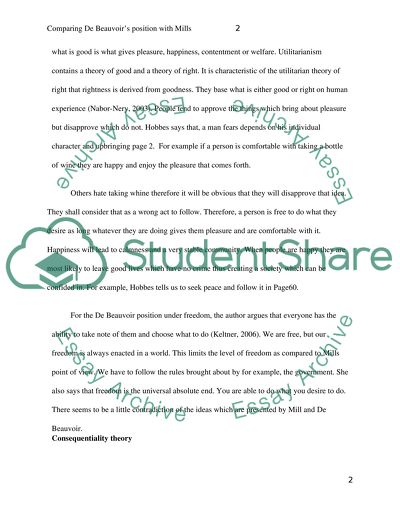 Comparing De Beauvoirs Position with Mills