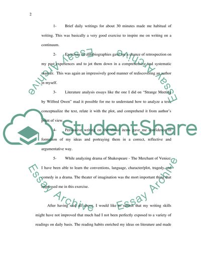 Letter of Reflection (letter to Dean (chair of English department))