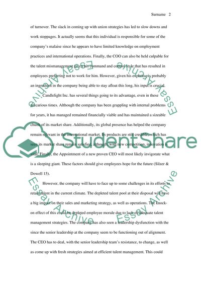 Management of Candlelight Inc