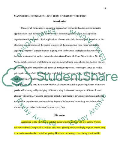 Managerial Economics: Long Term Investment Decision