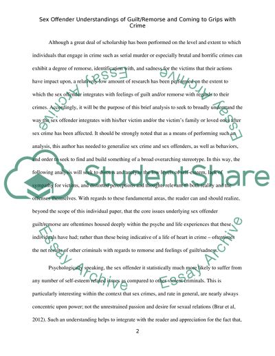 Sex Offender Understandings of Guilt and Remorse