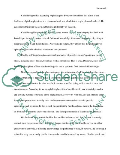 Epistemology, Reality, Freedom, Self, and Ethics