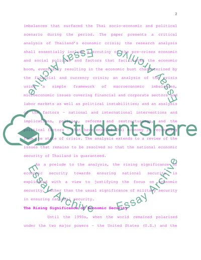 Thailands Crisis: A critical analyis of Thai Economic Security