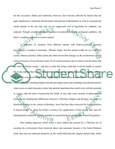 The Essence of Christianity in Resolving Ecological Crises