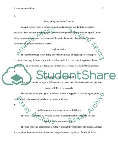 Accounting questions