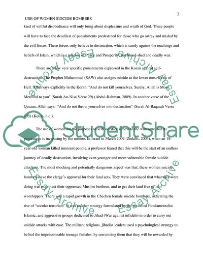 The Use of Women Suicide Bombers