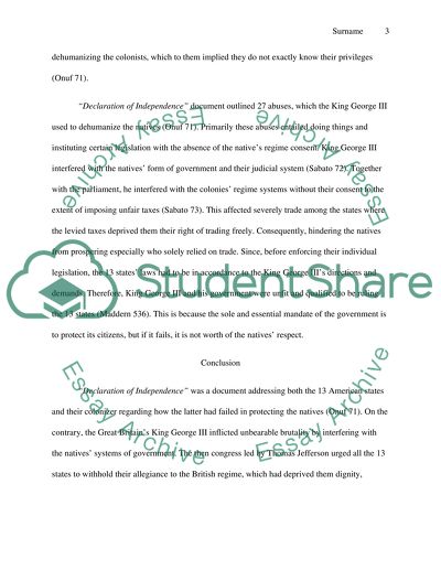 Declaration Of Indepence