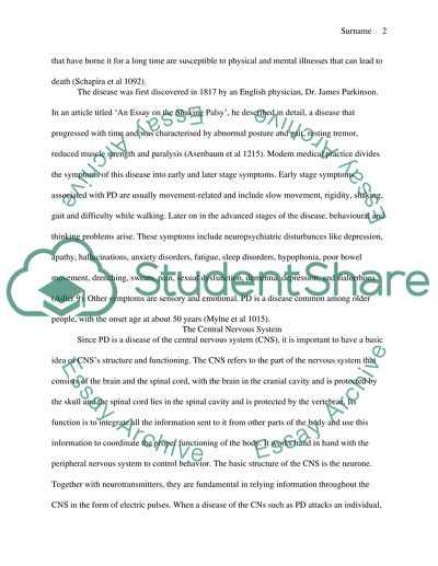 Analysis of the Causes and Treatment of Parkinsons Disease in a Patient
