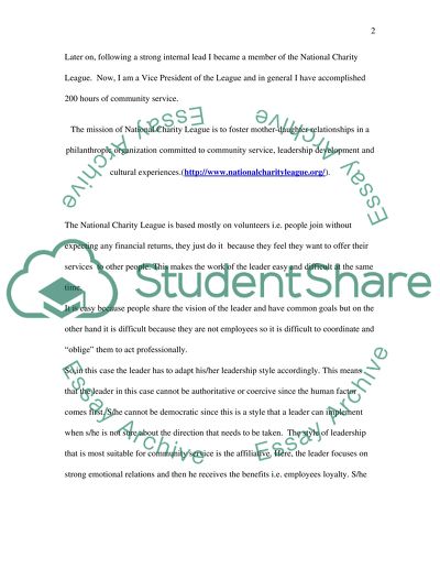 My concept of leadership and how community service eperiences have impacted my life