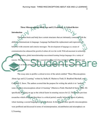Three Misconceptions about Age and L2 Learning