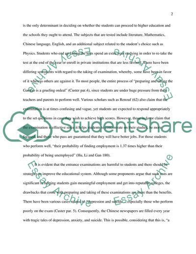 The Chinese College Entrance Exam Is Harmful to Student Education