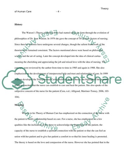 Theory Analysis - Watsons Theory of Human Care