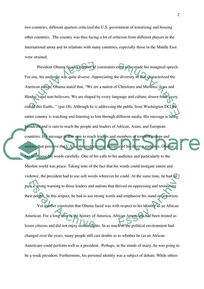 Identification and Constitutive Rhetoric in President Obamas 2009 Inaugural Speech