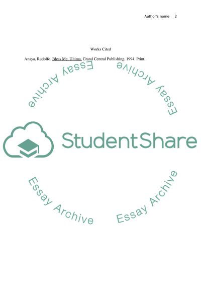 Spiritual Development in Bless Me Ultima by Rudolfo Anaya