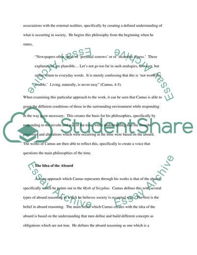 Philosophical Approach of Albert Camus