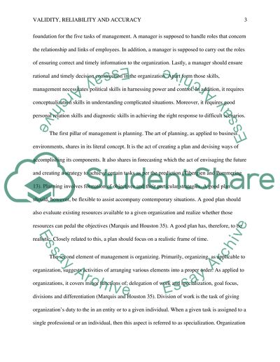 Validity, Reliability, and Accuracy