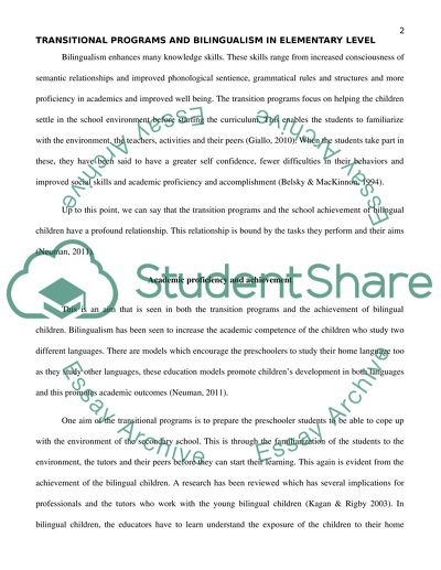 The relationship between transitional programs and school achievement of bilingual children