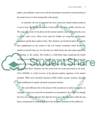 Comparison of the Structure of the Hearing Appartii of Reptilians versus Mammalians