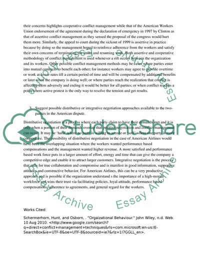 American Airlines in Regard to the Stages of Conflict