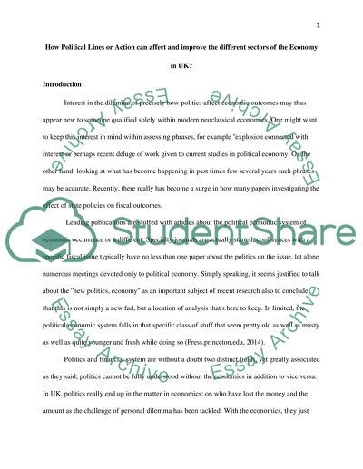 Political Lines and Different Sectors of the Economy in the UK