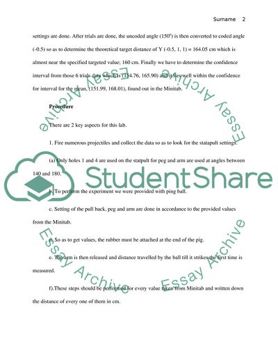 Statapult (catapult) strike experiment