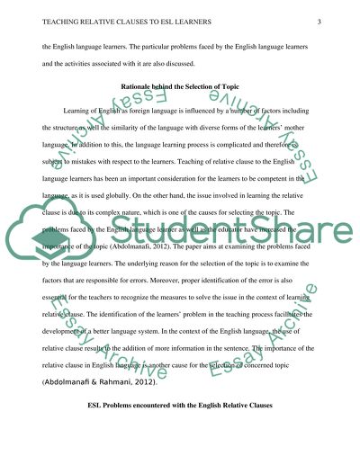 Teaching Relative Clauses to ESL Learners