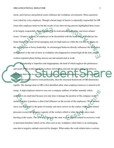 Application of organizational behavior concepts