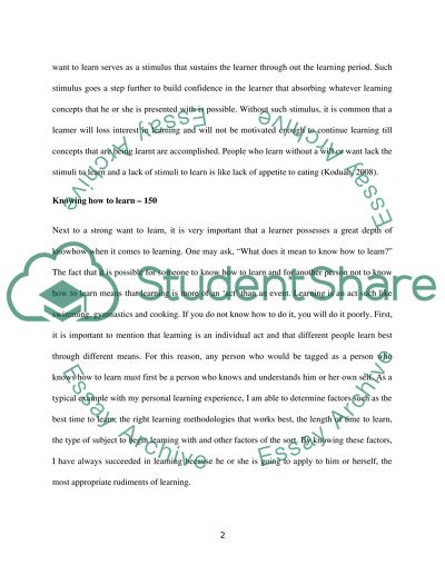 Successful learning and three ingredients needed to ensure successful learning