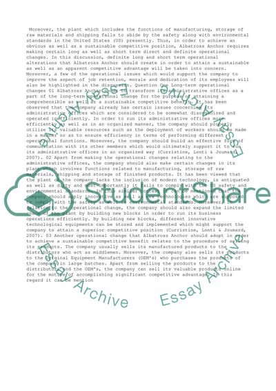 Operational Changes of the Albatross Anchor
