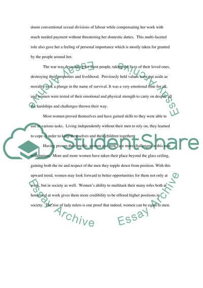 Womens role during the Great Depression and during world war ll