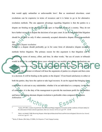 The Advantages and Disadvantages of the Different Methods of Dispute Resolution