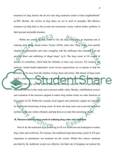 Are Drug Courts in United States Successful in Reducing Drug Crime and Recidivism