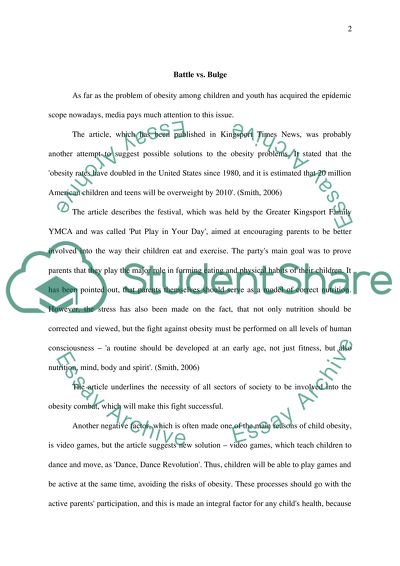 Discussion of the Obesity Issue among Children and Youth