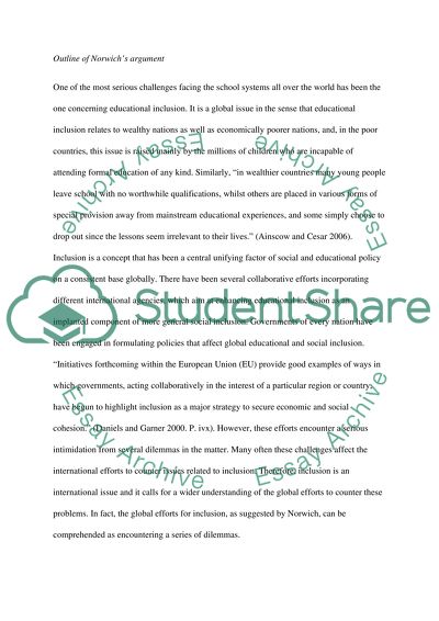 Norwichs Argument about Global Inclusion