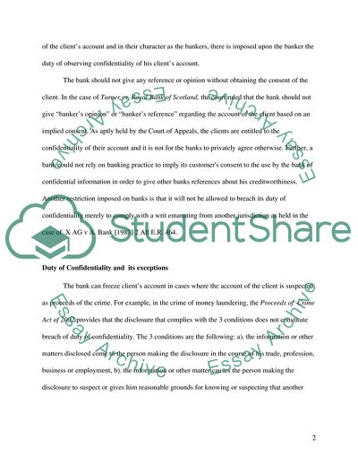 Duties of the Banker to His Client in the Era of Rampant Terrorist Activity