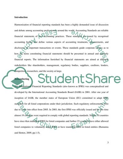 The Process of Global Harmonisation of Financial Reporting