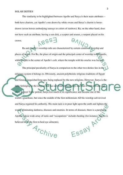 Comparison of solar deities, specifically Ra, Surya, Apollo