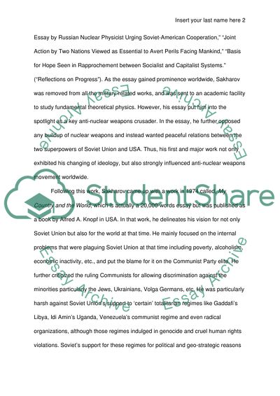 Andrei Sakharov: A Nuclear Physicist from Russia