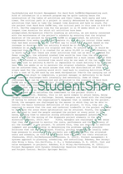 Scheduling and Project Management for Hard Rock Caf