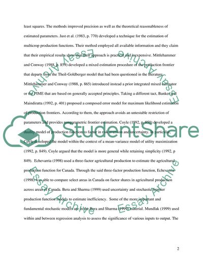 On the Production Function For Agriculture
