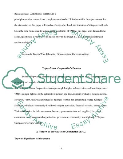 Japanese Unique Ethnicity at Toyota Motor Corporation
