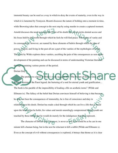 The Consequence of Vanity in The Picture of Dorian Gray and other Victorian Poems