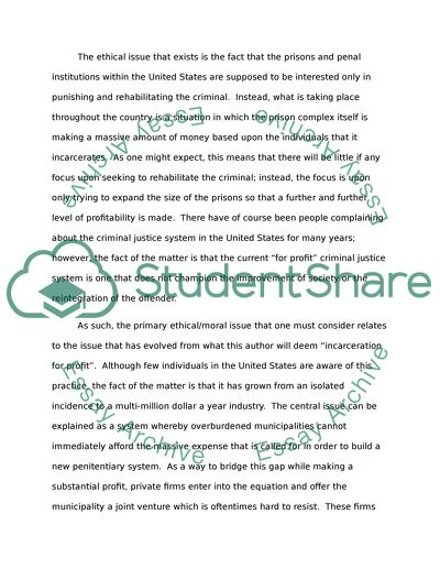 Ethical Discussion of the Private Prison Industry