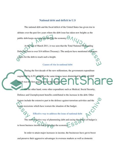 National Debt and Deficit in the US