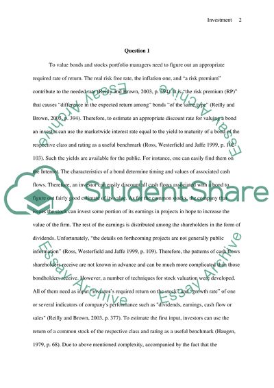 Investment and Portfolio Analysis