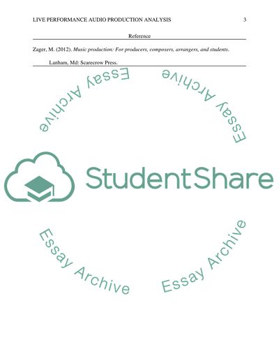Live Performance Audio Production Analysis